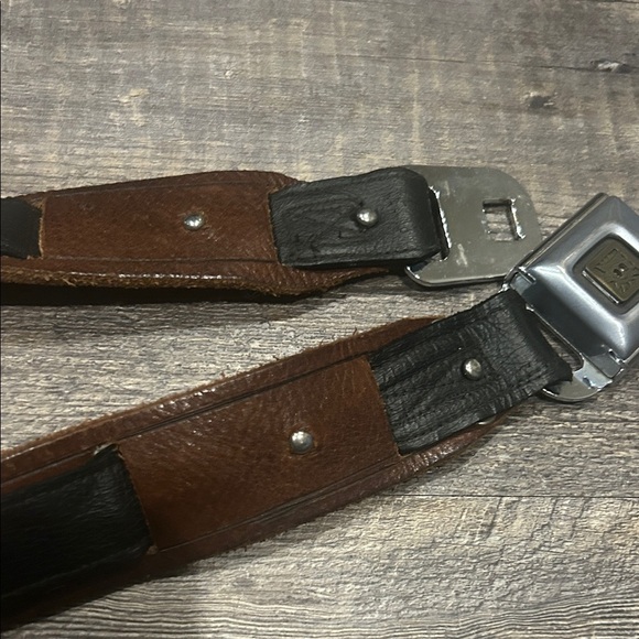 Brown and Black leather Belt seatbelt style main image 15